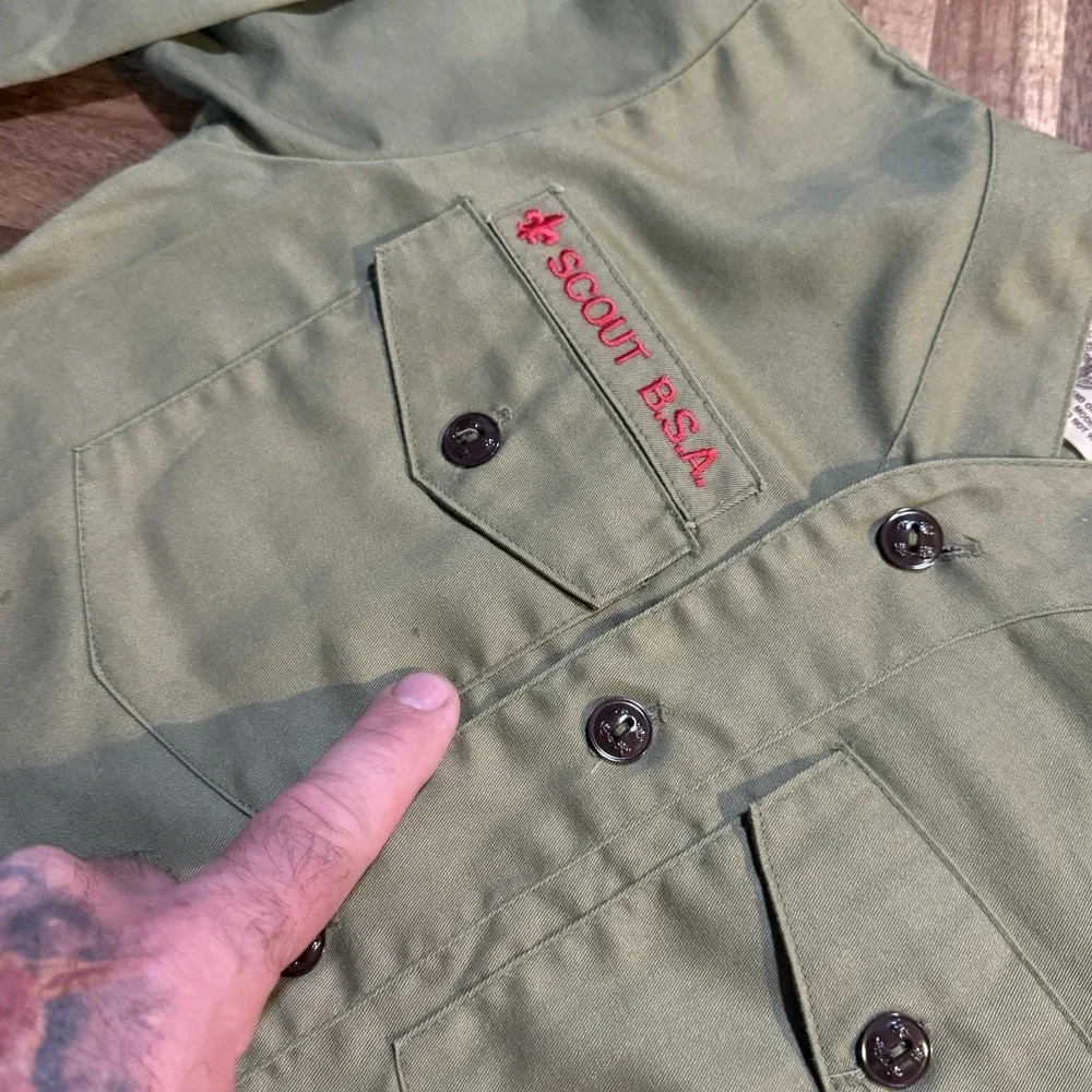 Boy Scouts BSA Shirt Uniform Long Sleeve Vintage‎ 77 Moraine Counsil Pa 12 Neck